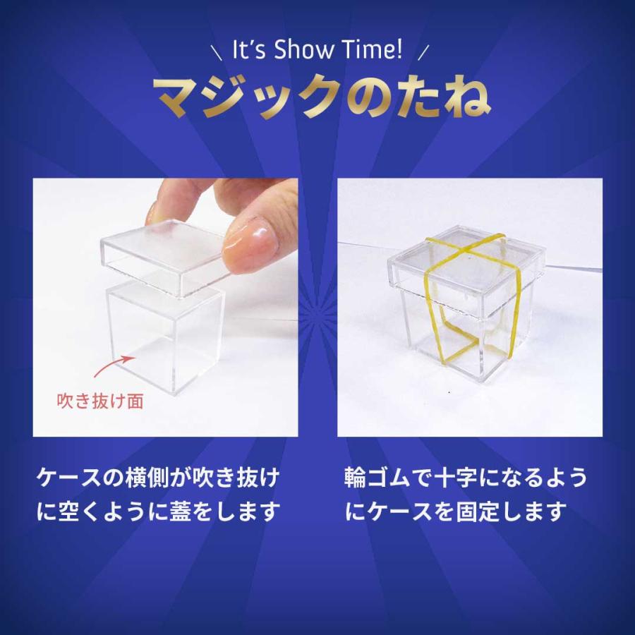 透明なプラスチックボックスにボールが貫通して入るマジック