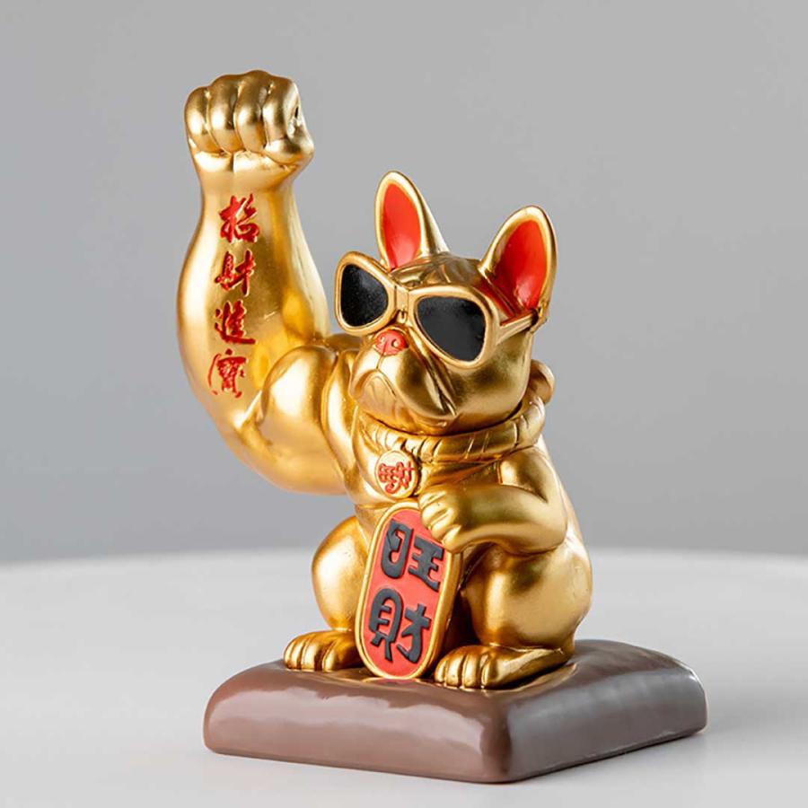 風水 置物 招き犬 ブルドッグ マッスルブルドッグ 全2カラー 招財 劫財 