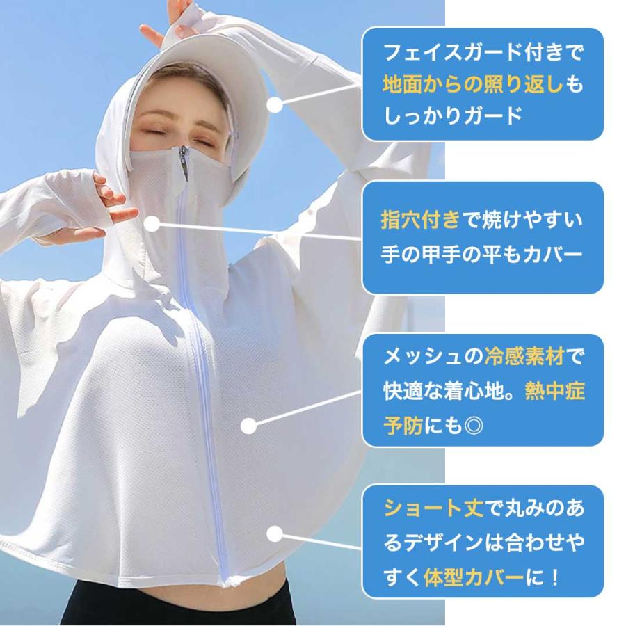 パーカー レディース 日焼け防止パーカー UVカット ポンチョ型