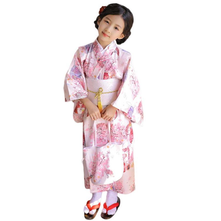 子供用 着物 ピンク うさぎ 浴衣+襦袢+帯 3点セット 高級感 品質重視