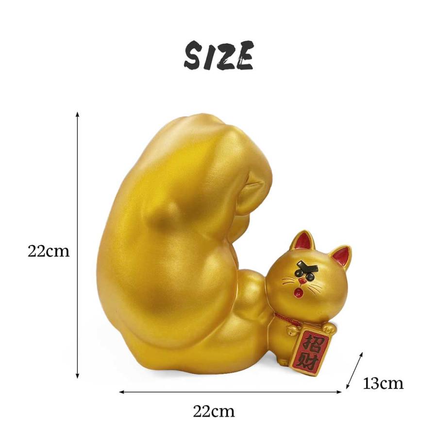 風水 置物 右手 スーパーストロング マッスル 招き猫 ゴールド 富 招財