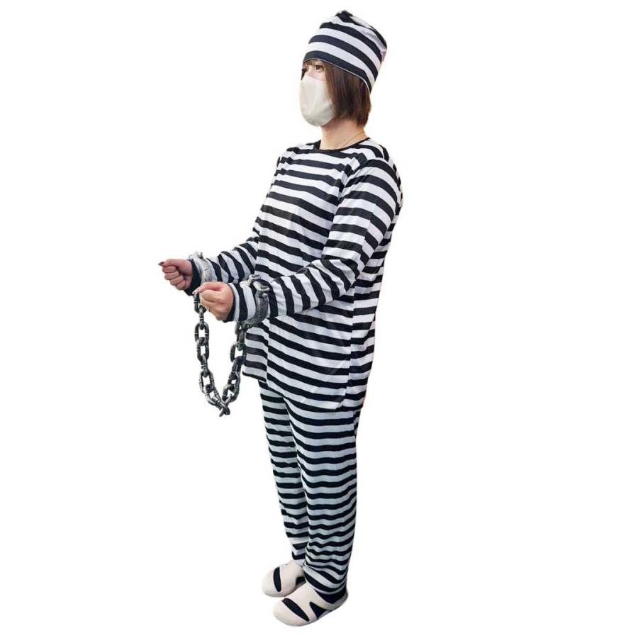 セット商品 囚人コスプレセット 手枷+囚人服 ハロウィン コスプレ
