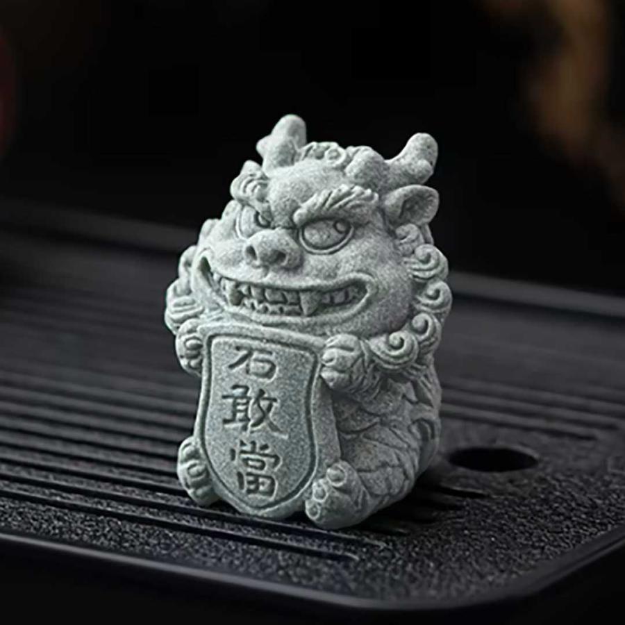 置物 砂岩の龍 石敢當 青い砂岩 龍 竜 石像 風水 魔除け 厄除け 御守り
