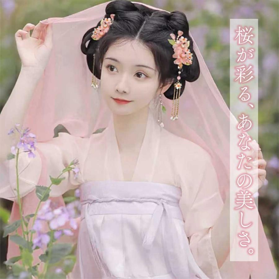 ヘアアクセサリー 桜の花 ピンクの髪飾り 【5点セット】 髪飾り
