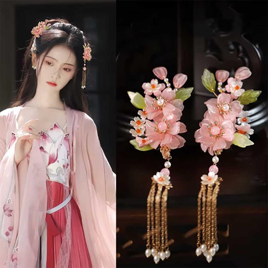 ヘアアクセサリー 桜の花 ピンクの髪飾り 【5点セット】 髪飾り