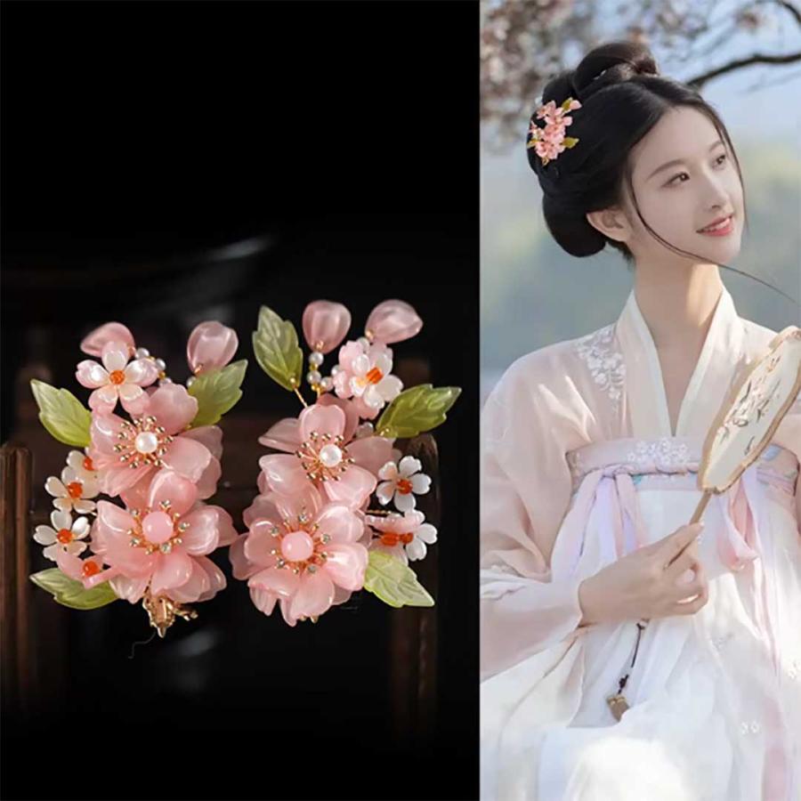 ヘアアクセサリー 桜の花 ピンクの髪飾り 【5点セット】 髪飾り