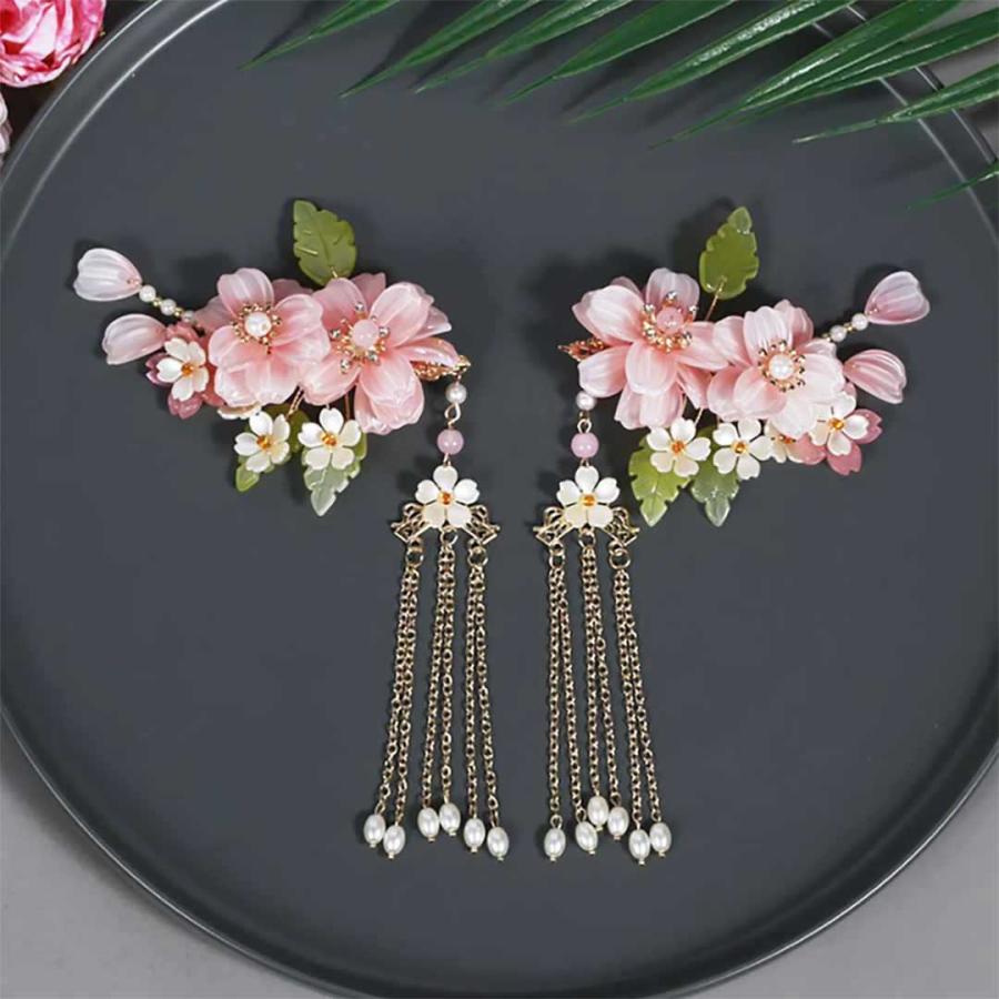 ヘアアクセサリー 桜の花 ピンクの髪飾り 【5点セット】 髪飾り