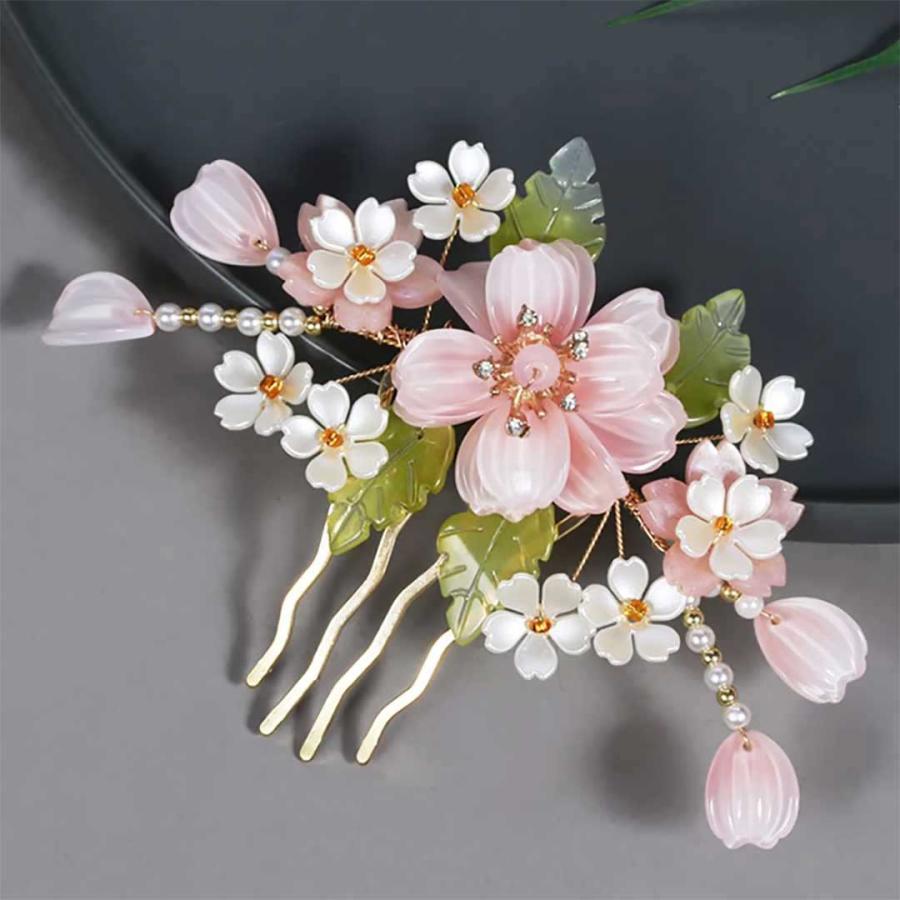 ヘアアクセサリー 桜の花 ピンクの髪飾り 【5点セット】 髪飾り