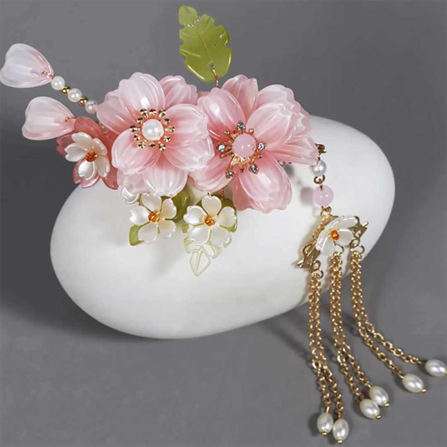 ヘアアクセサリー 桜の花 ピンクの髪飾り 【5点セット】 髪飾り