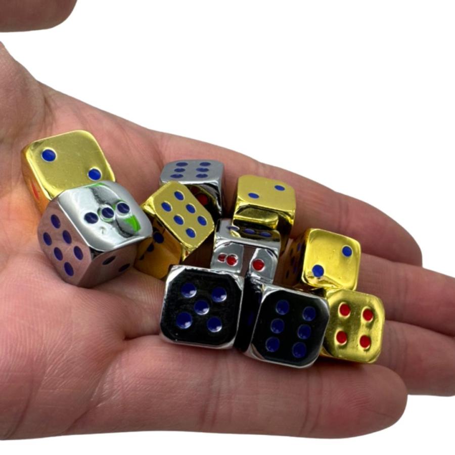 サイコロ 金属製のダイス 金属 5個セット シルバーorゴールド オブジェ