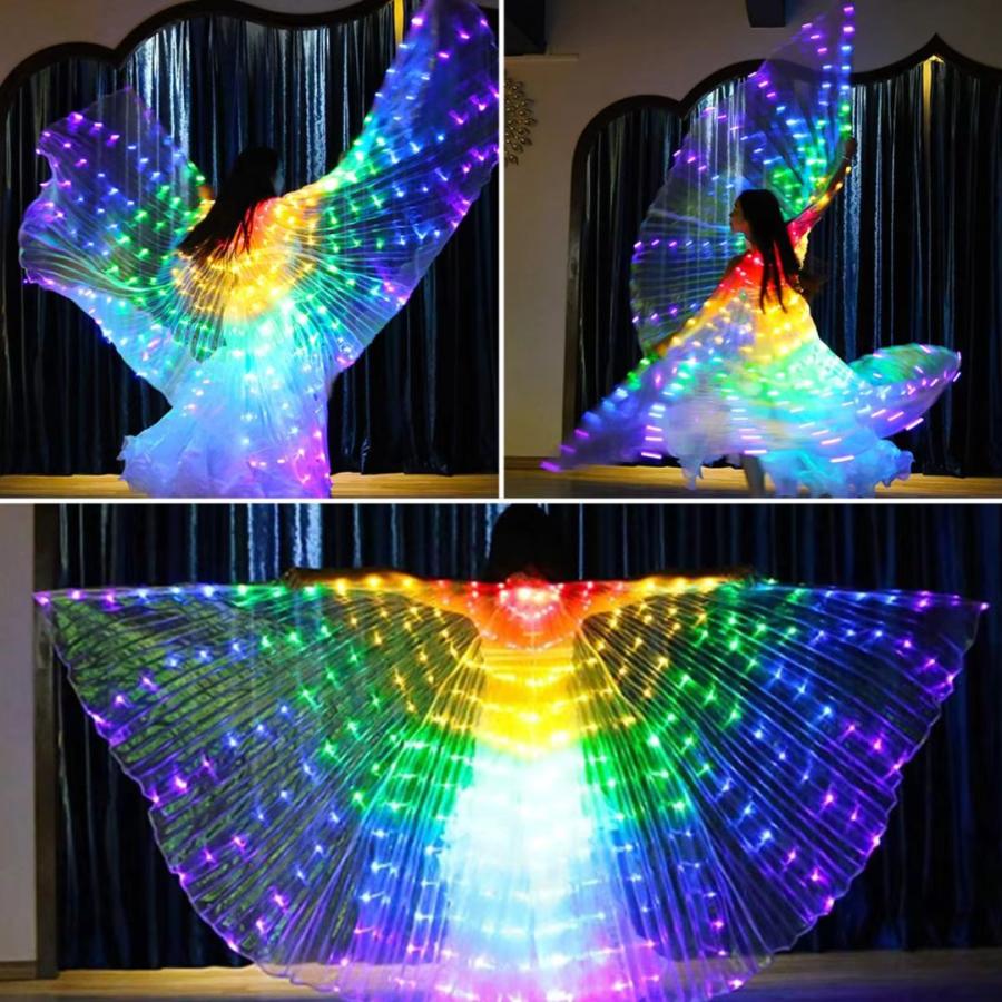 ベリーダンス 電池タイプ 光る翼 ウィング LEDライト スティック付き