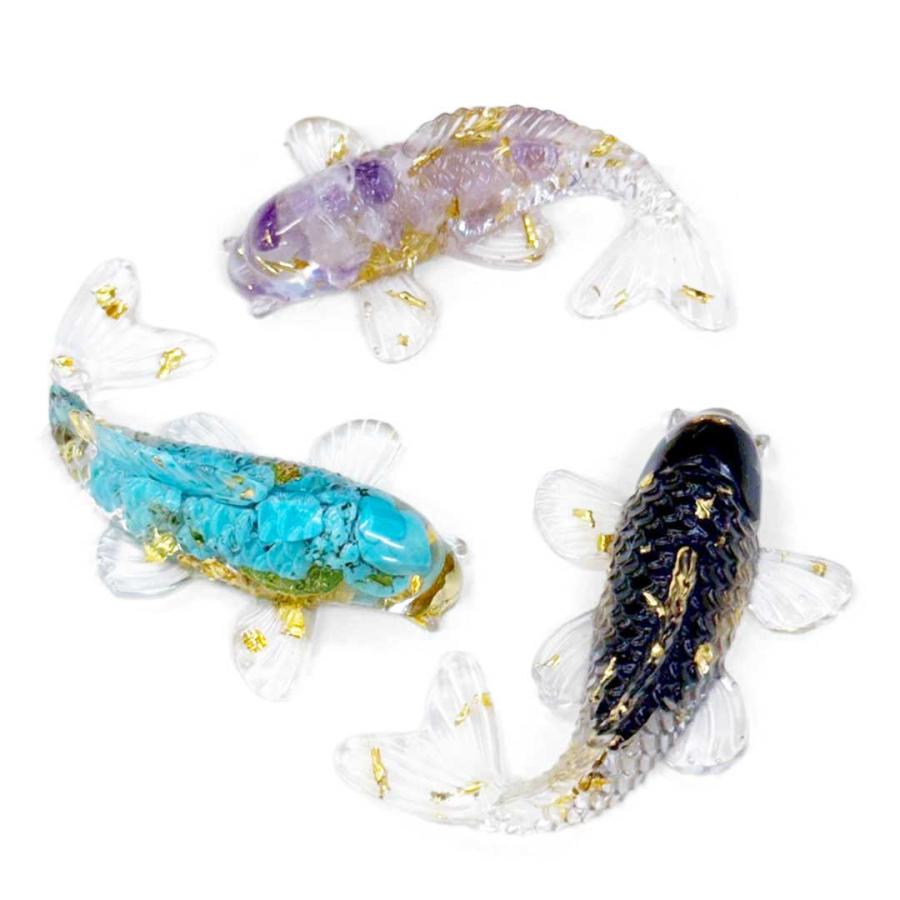 置物 パワーストーン 魚 風水 鯉 全3種 開運置物 和風 装飾