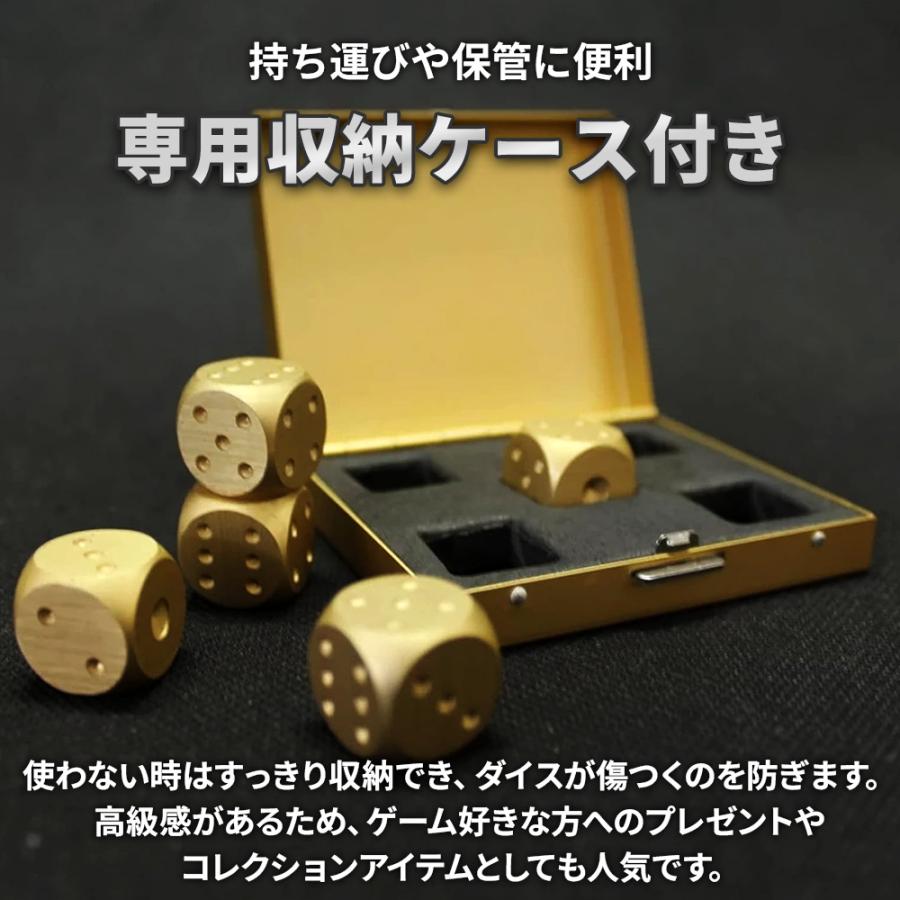 収納ケース付き サイコロ 丸角 アルミメタリックダイス 5個セット 