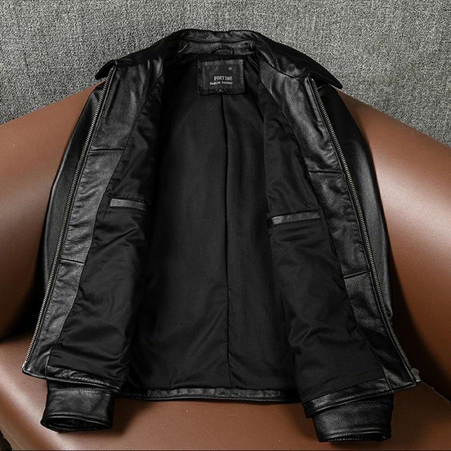 メンズ レザージャケット 黒い ライダースジャケット 本革 コート 大きいサイズ S M L LL 3L 4L 5L 防寒 丈夫長持ち_5