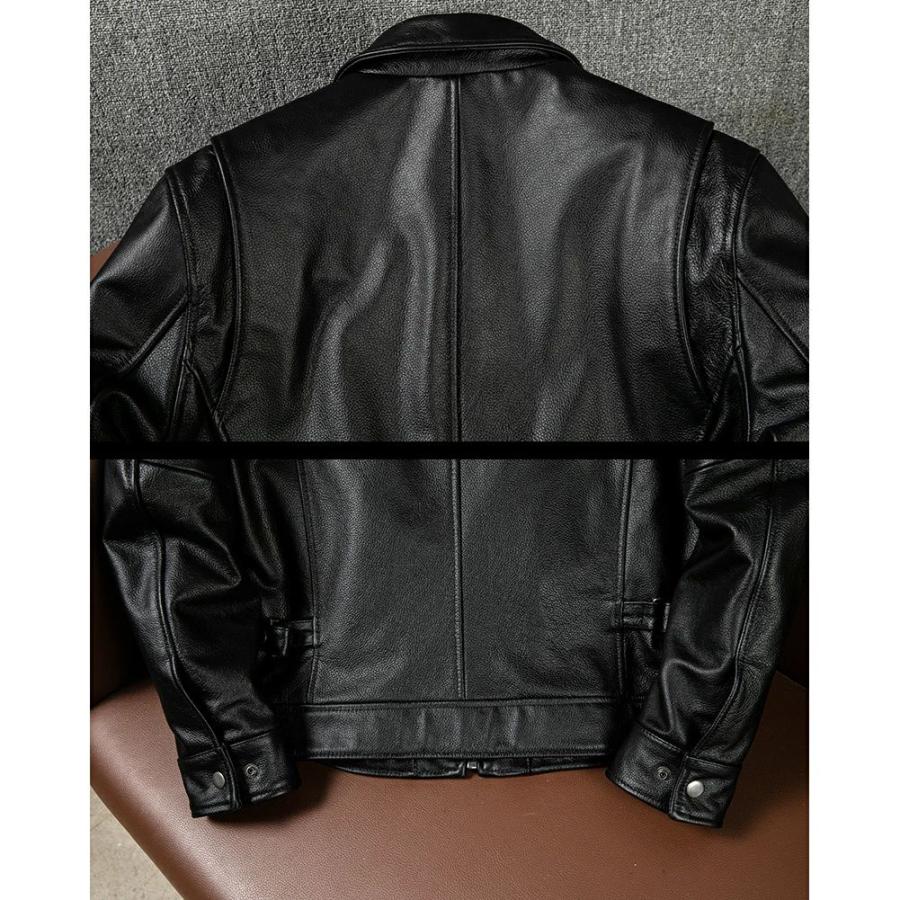 メンズ レザージャケット 黒い ライダースジャケット 本革 コート 大きいサイズ S M L LL 3L 4L 5L 防寒 丈夫長持ち_7