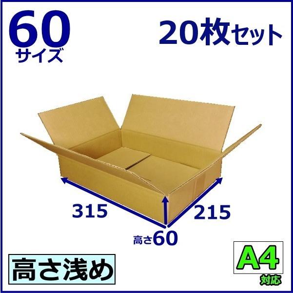 愛パックダンボール ダンボール箱 60サイズ A4 20枚 無地 段ボール