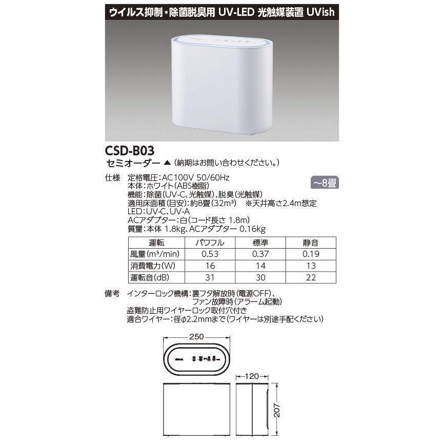 UVish (ユービッシュ) ウイルス抑制・除菌脱臭用 UV-LED光触媒装置 CSD