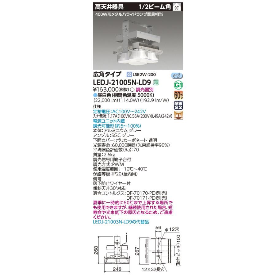 (手配品) 高天井器具HSM400W広角 LEDJ-21005N-LD9 東芝ライテック :LEDJ-21005N-LD9:アイピット - 通販 - Yahoo!ショッピング