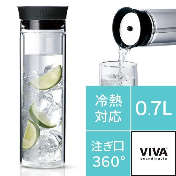 麦茶ポット 耐熱 ガラス おしゃれ 二重構造 耐熱ガラス 筒型 シンプル モダン 洋食器 北欧 スタイリッシュ VIVA