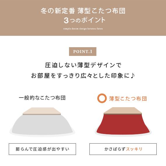 こたつ布団 長方形 おしゃれ コタツ布団 こたつふとん 省スペース 薄掛け 薄手 北欧 こたつ掛け布団 デニム 190×240cm ネイビー ブラック グレー カーキ｜air-r｜14