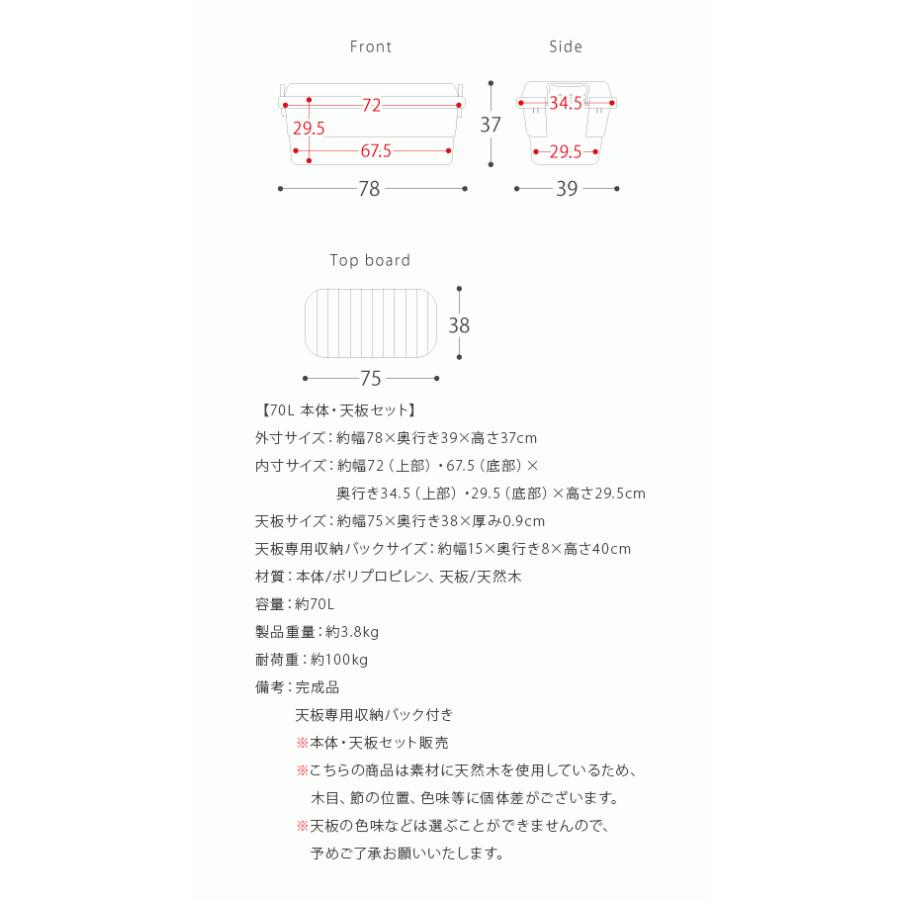 収納ボックス コンテナボックス 収納ケース 蓋付き ふた付き 天板付き おしゃれ 屋外 屋内 TRUNK CARGO（トランクカーゴ） 70Lタイプ 本体・天板セット販売｜air-r｜16