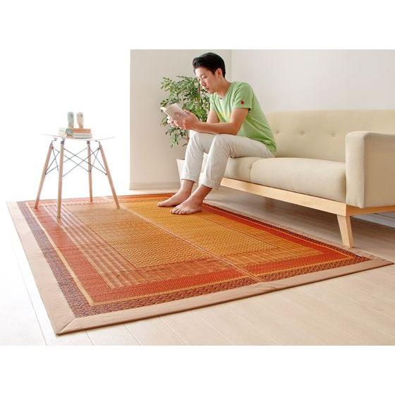 い草ラグ 国産 おしゃれ ふっくら 140cm×200cm 国産い草ラグ い草カーペット 日本製 い草マット 滑り止め シンプル モダン アジアン 抗菌 防臭加工 | イケヒコ | 04