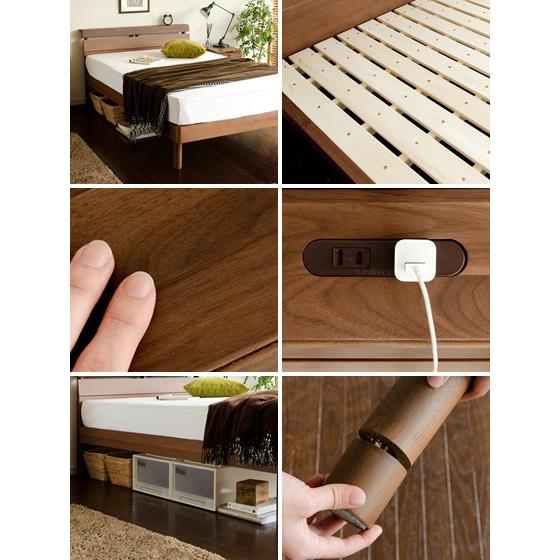 ★シングルすのこベッド 収納 コンセント付 北欧 シンプル ウォールナット 楽天市場】【ポイント5倍☆10/20 12:00〜23:59】 ベッド