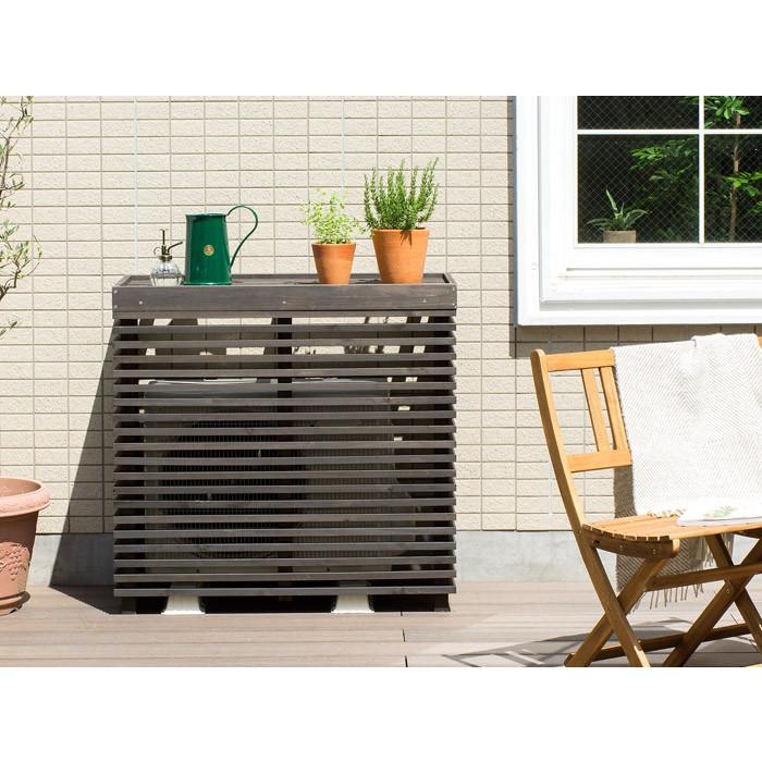 室外機カバー おしゃれ 木製 エアコン室外機カバー 日よけ 白 ホワイト