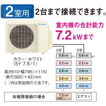 ダイキン（DAIKIN） 内機能力7.2kwまで 2M605AV マルチエアコン マルチ