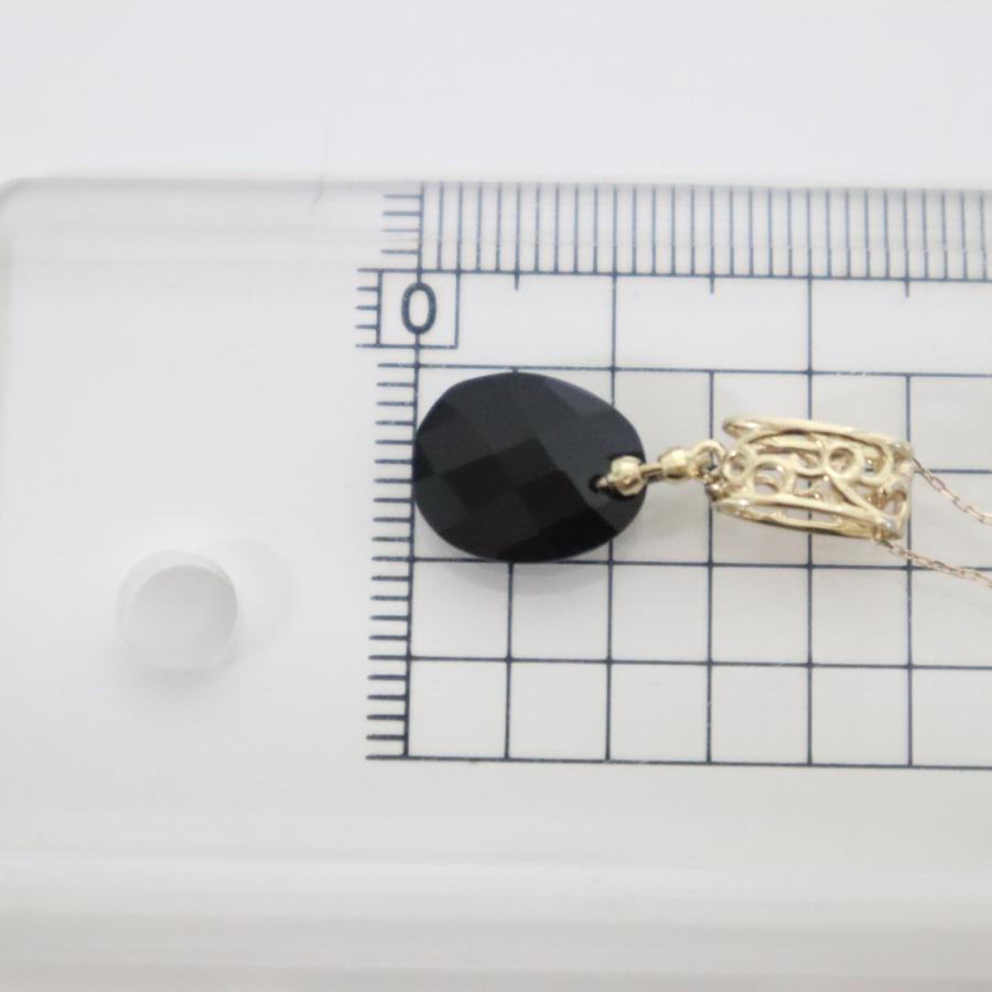 ペンダントトップ 小さめ オニキス 透かし模様 K10 10金 黒 天然石 