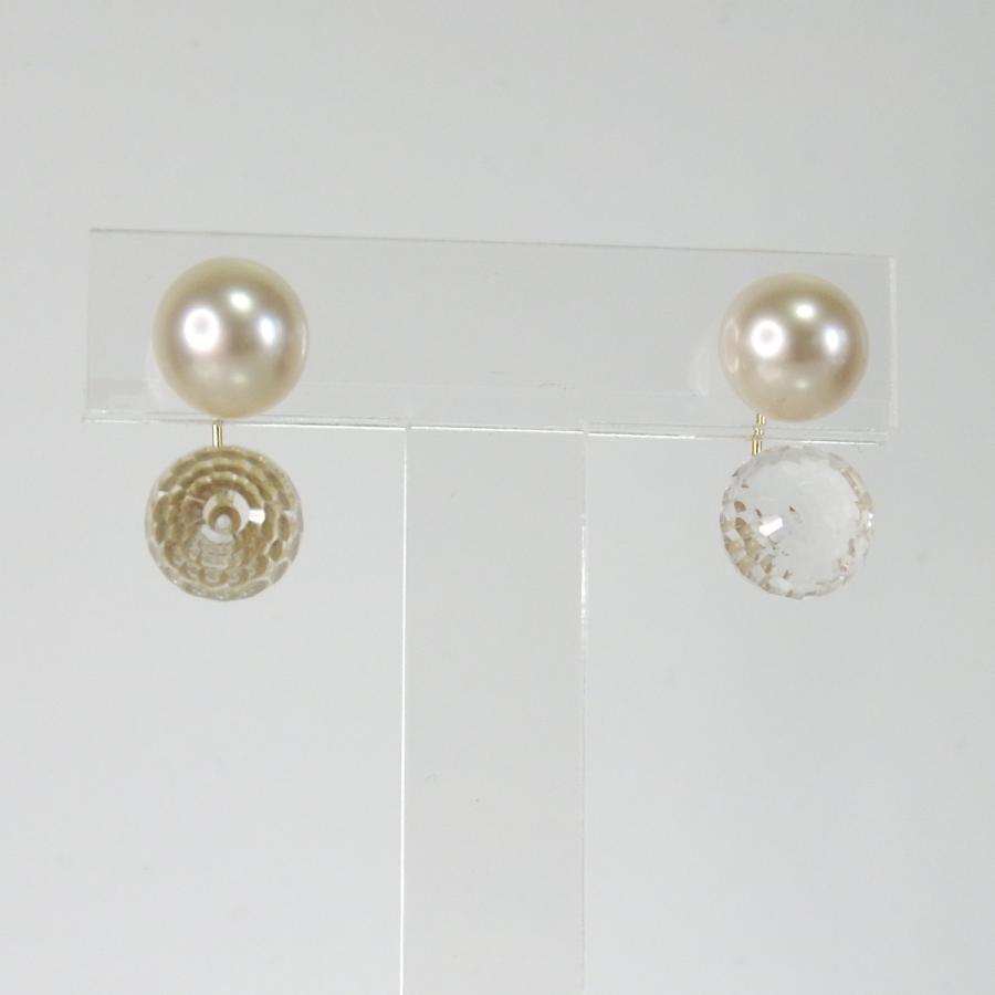 ロング ピアスキャッチ 18金 k18 水晶 クォーツ : Aire Jewelry 
