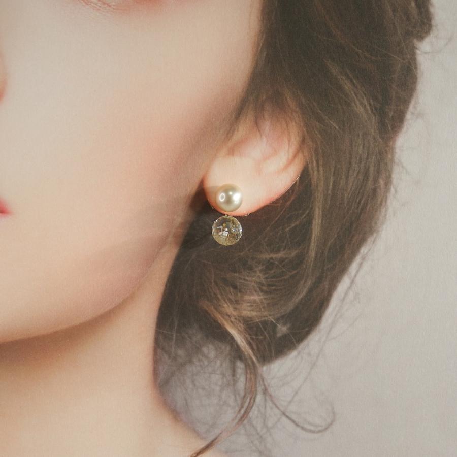 ロング ピアスキャッチ 18金 k18 水晶 クォーツ : Aire Jewelry 