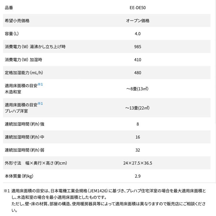加湿器 EE-DE50 HA（グレー） | 象印マホービン公式オンラインストア