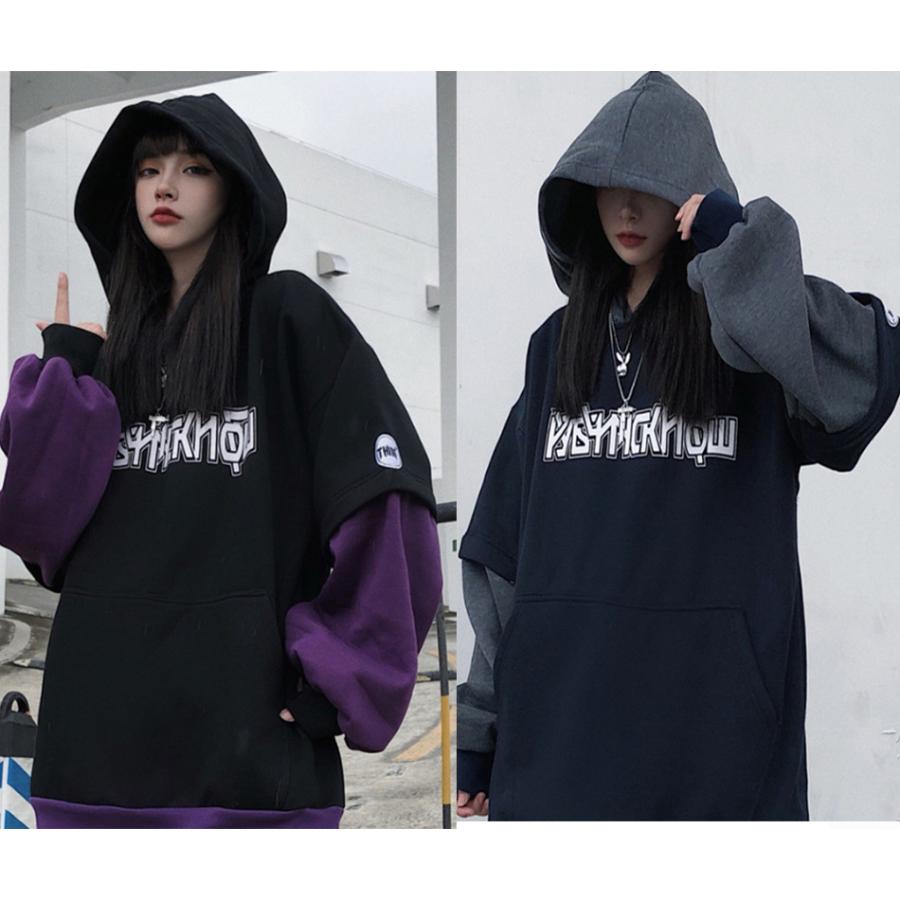 秋服 冬服 ロック 地雷系 レイヤード風パーカー 裏起毛 オーバーサイズ 韓国 スウェットパーカー 秋冬 長袖トップス カジュアル 防寒 通学通勤 ゆったり S ファッションアイリーyahoo 店 通販 Yahoo ショッピング