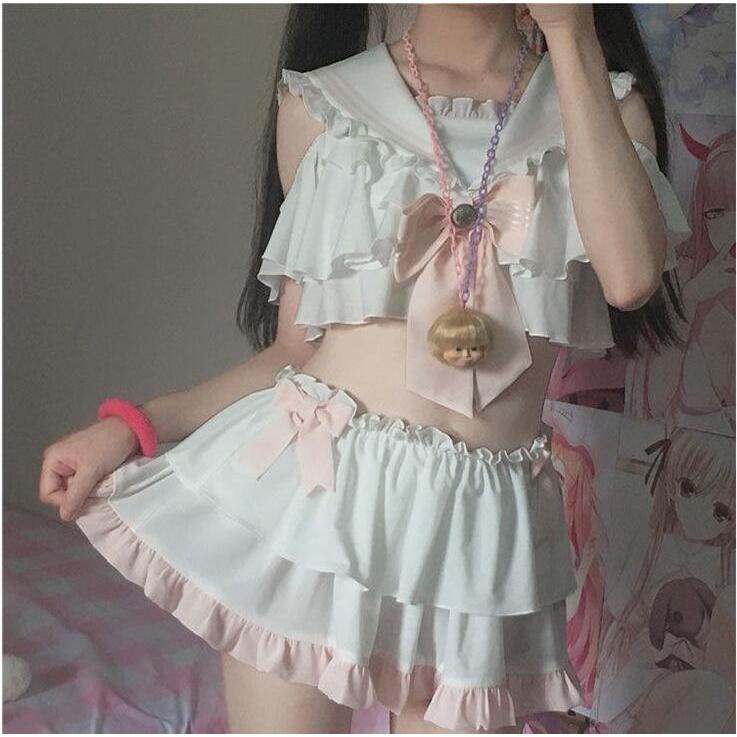 新作セーラ服水着かわいいゆめ萌コスプレ 原宿風 水着 学生 ガール パンツ付き ２点セット S ファッションアイリーyahoo 店 通販 Yahoo ショッピング