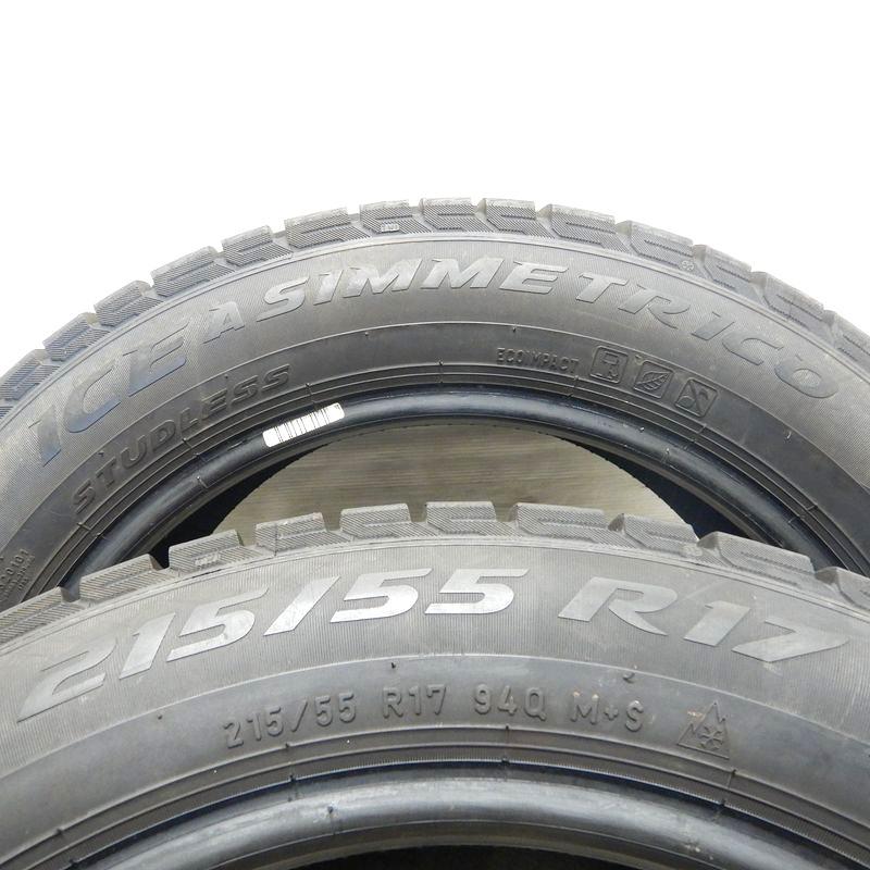 中古タイヤ 215/55r17 スタッドレスタイヤ PIRELLI ICE ASIMMETRICO 4本セット レクサスHS クラウンアスリート オデッセイ 中古 17インチ｜airin-yshop｜05