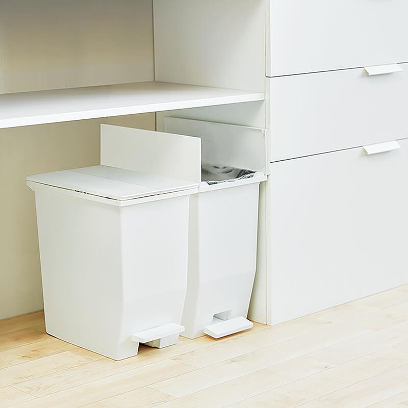 SOLOW ペダルオープンツイン 45L ホワイト2個セット ゴミ箱 ダストボックス 抗菌 防汚 棚下収納  角型 分別 おしゃれの画像
