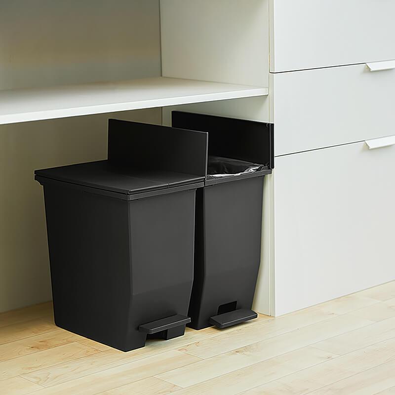 SOLOW ペダルオープンツイン 45L ブラック2個セット ゴミ箱 ダストボックス 抗菌 防汚 棚下収納 角型 分別 おしゃれ_1