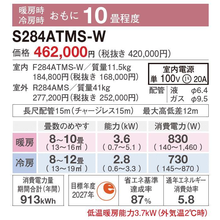 うるさらmini [送料無料]ダイキン□S284ATMS-W□ホワイト[うるさらmini 