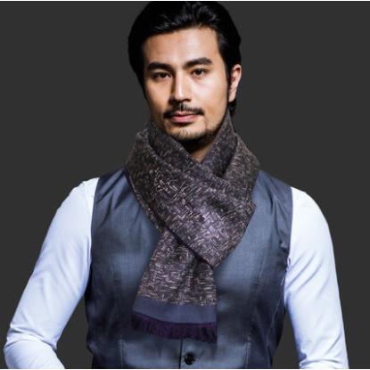 人気ブランド 冬男性シルクマフラー男性ファッション個性的なファッションのブランド青中年絹糸暖かい 交換無料 Laporgub Jatengprov Go Id