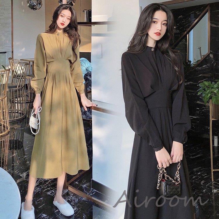 シャツワンピース レディース 40代 キレイめ マキシワンピース 秋冬 長袖ワンピース 黒 無地 フレアスカート オシャレ着痩せ 大人 上品 30代 50代 Lyq Airoom 通販 Yahoo ショッピング