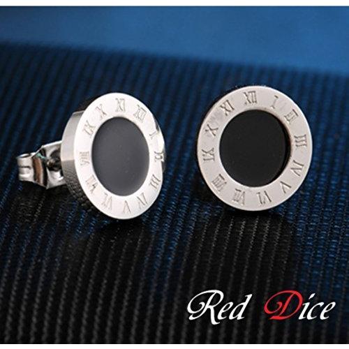 レッドダイス Red Dice ピアス メンズ ブラック 黒 銀 シルバー 丸 かっこいい おしゃれ 両耳用 スタッド ローマ数字ピアス 年中無休
