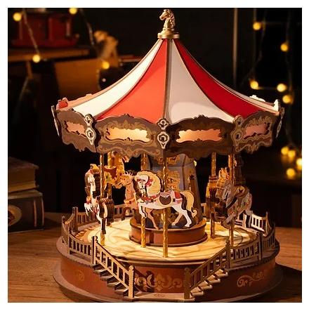 ROBOTIME 夢幻のメリーゴーランド【AMC01】Rolife 3Dウッド