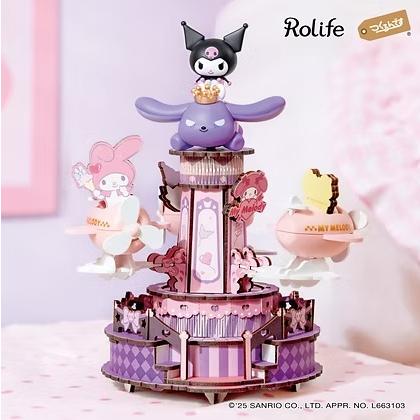 Kuromi & My Melody DIY 木製パズル AME01 ROBOTIME（つくるんです）クロミとマイメロディのなかよしライド