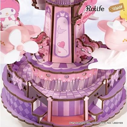 Kuromi & My Melody DIY 木製パズル AME01 ROBOTIME（つくるんです）クロミとマイメロディのなかよしライド