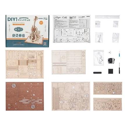 ROBOTIME 木製オルゴール マジックチェロ【AMK63】ROKR ウッドパズル