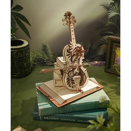 ROBOTIME 木製オルゴール マジックチェロ【AMK63】ROKR ウッド