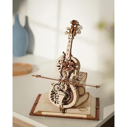 ROBOTIME 木製オルゴール マジックチェロ【AMK63】ROKR ウッド