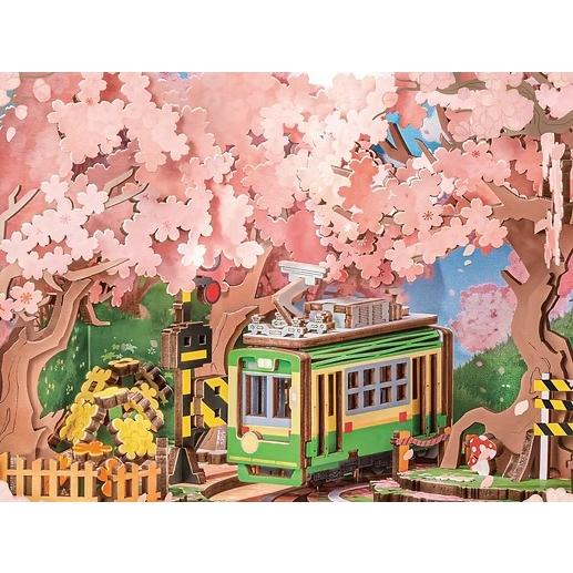 ROBOTIME 旅する桜電車【AMT02】Rolife 3Dウッドパズル ミュージック