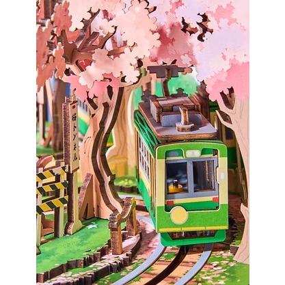 ROBOTIME 旅する桜電車【AMT02】Rolife 3Dウッドパズル ミュージック